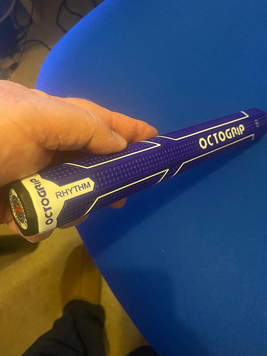 OCTAGON PUTTER GRIP Light Weight Blue with White lines